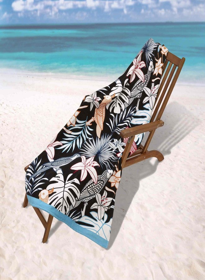 IZOD - Beach Towel, Cotton Sheared Velour with Terry Back, Ideal Beach Essentials, Dorm Room Essentials 40" x 70" (Paradise Bird) - Image 5