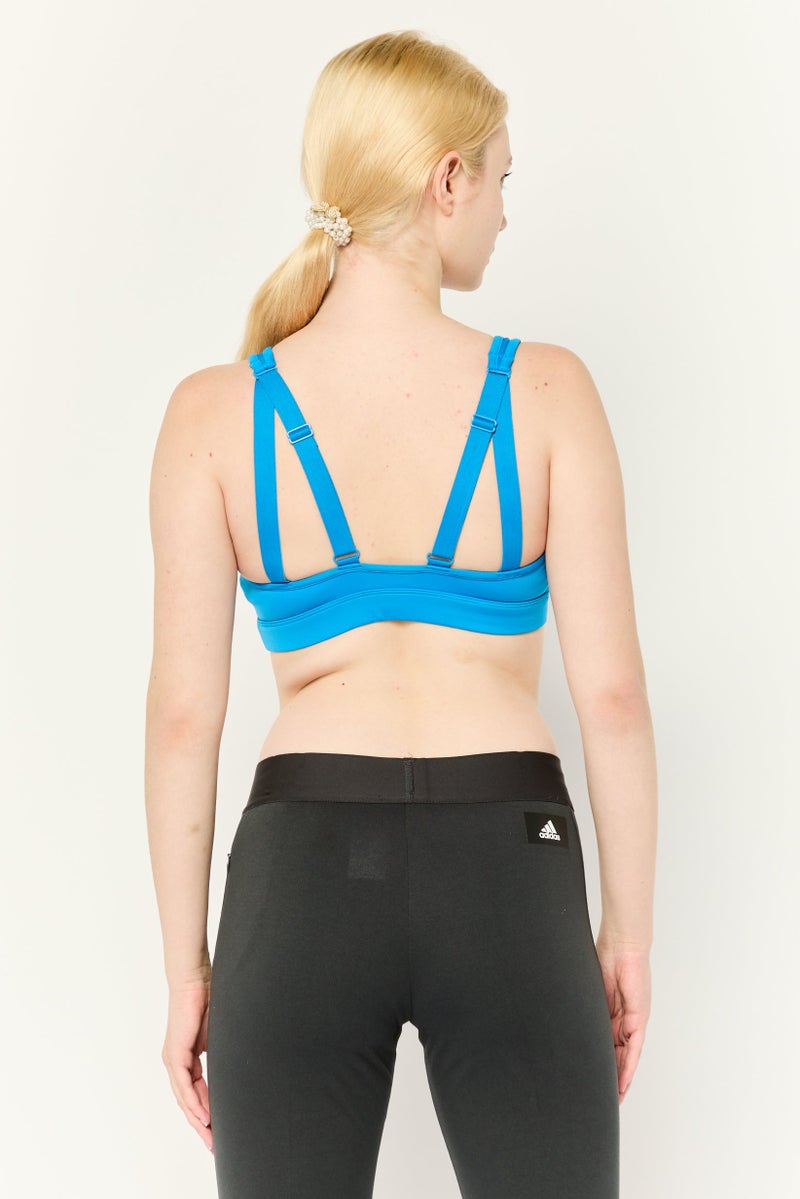 Adidas Women Padded Brand Logo Training Sport Bra, Blue - Image 4