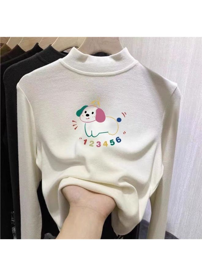 Double-sided German Velvet Bottoming Shirt For Older Children, Autumn And Winter Girls' Clothing, Long-sleeved T-shirt, Half Turtleneck, Boys' Warm Top