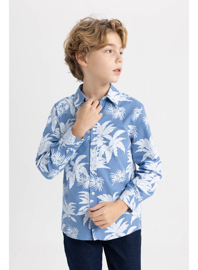 DeFacto Boy Regular Fit Polo Neck Woven Long Sleeve Shirt  - Image 2