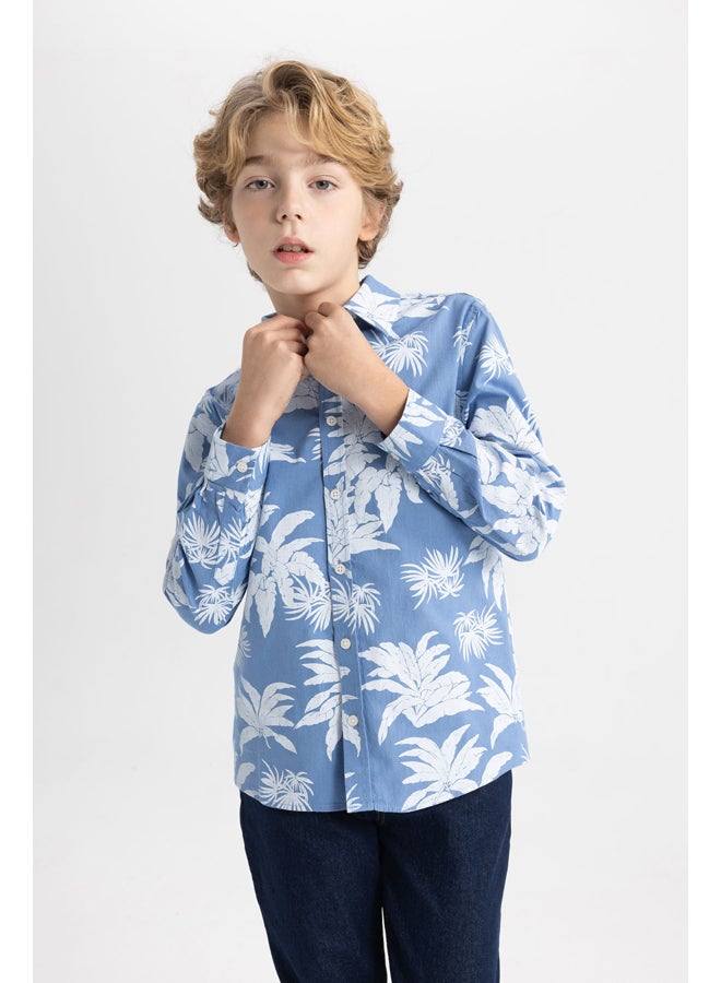 DeFacto Boy Regular Fit Polo Neck Woven Long Sleeve Shirt  - Image 4