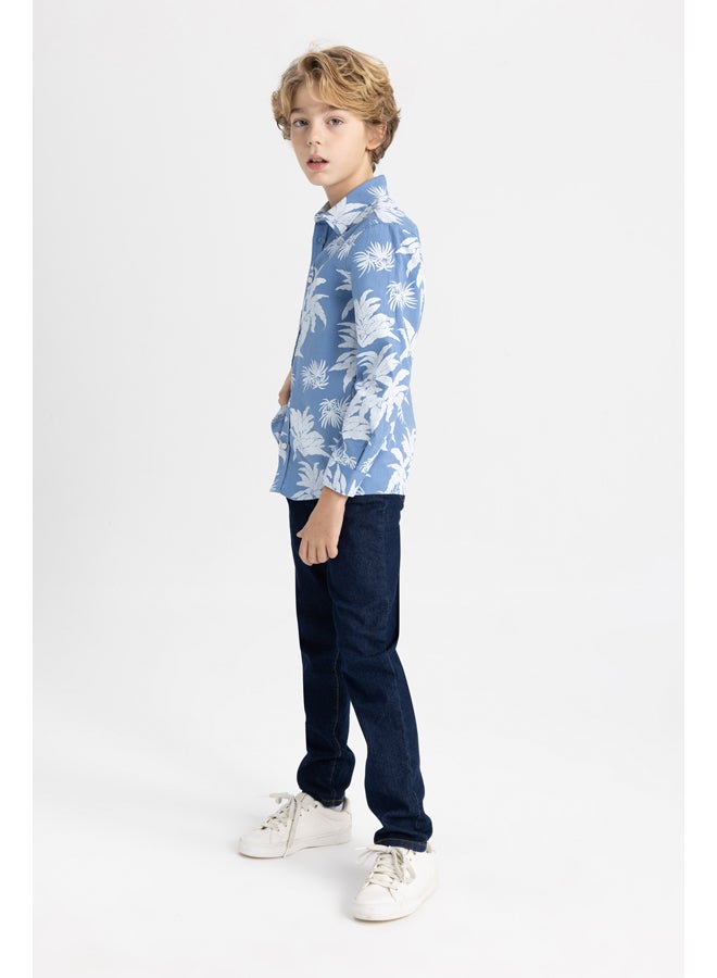 DeFacto Boy Regular Fit Polo Neck Woven Long Sleeve Shirt  - Image 5