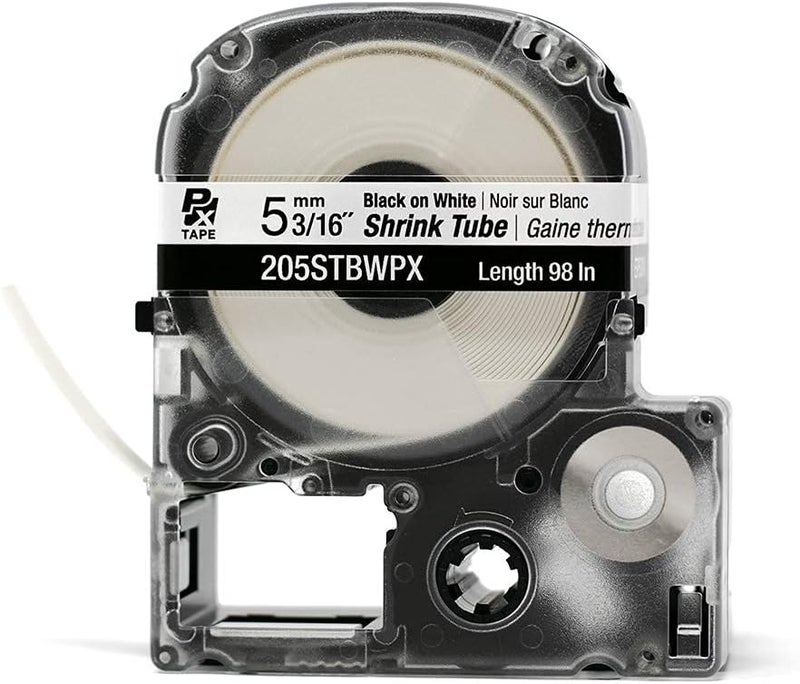 LABELWORKS Epson 205STBWPX Genuine Tape Cartridge - Black on White Shrink Tube Industrial Label Maker Tape - AWG 8-12, 3/16" (5MM) Wide, 8 ft (96") - Image 4