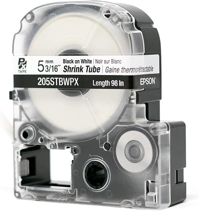 LABELWORKS Epson 205STBWPX Genuine Tape Cartridge - Black on White Shrink Tube Industrial Label Maker Tape - AWG 8-12, 3/16" (5MM) Wide, 8 ft (96") - Image 5