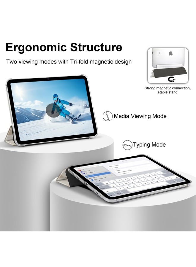 DONGKE for iPad Air 11-inch M3 2025 M2 2024, iPad Air 5th 2022 / 4th Generation 2020 10.9-inch, Slim Foldable Stand Hard PC Translucent Back Shell Smart Cover - [Auto Wake/Sleep] - Beige Chessboard - Image 3