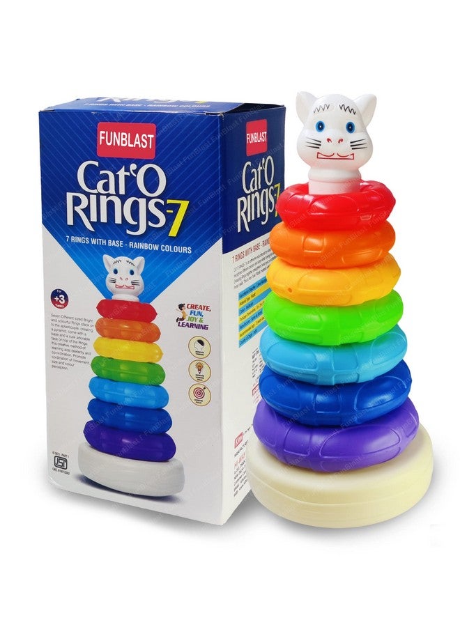 FunBlast Rainbow Stacking Rings Tower Toys - Colorful Rainbow Sorting, Stacking & Plugging Toys for Baby and Toddlers, 7 Colors Rings with Base, Activity Toys for Baby & Toddler - Image 1