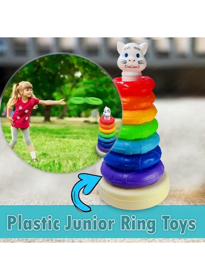 FunBlast Rainbow Stacking Rings Tower Toys - Colorful Rainbow Sorting, Stacking & Plugging Toys for Baby and Toddlers, 7 Colors Rings with Base, Activity Toys for Baby & Toddler - Image 3