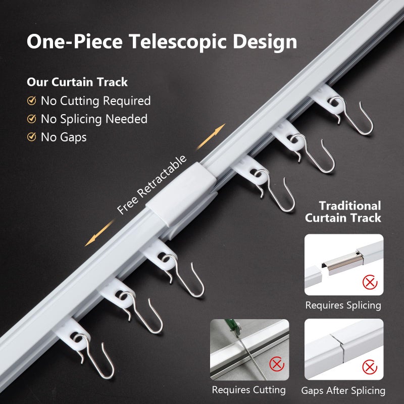 ACMEART Ceiling Curtain Track,Retractable Ceiling Track for Curtains,2.8-5.2ft,Room Divider Curtain Rod,Ceiling Rails Set with Silent Rollers and Hooks for Living room/Bedroom/Shower/RV - Image 3