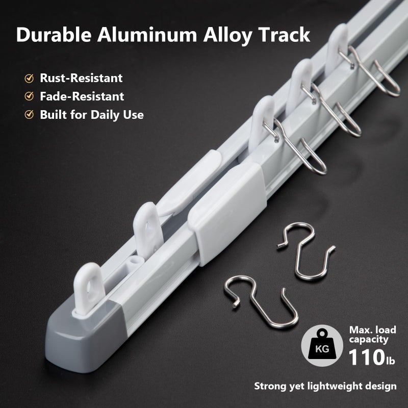 ACMEART Ceiling Curtain Track,Retractable Ceiling Track for Curtains,2.8-5.2ft,Room Divider Curtain Rod,Ceiling Rails Set with Silent Rollers and Hooks for Living room/Bedroom/Shower/RV - Image 4