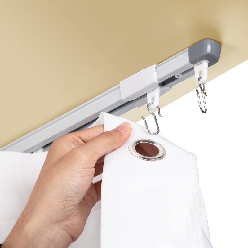 ACMEART Ceiling Curtain Track,Retractable Ceiling Track for Curtains,2.8-5.2ft,Room Divider Curtain Rod,Ceiling Rails Set with Silent Rollers and Hooks for Living room/Bedroom/Shower/RV - Image 1