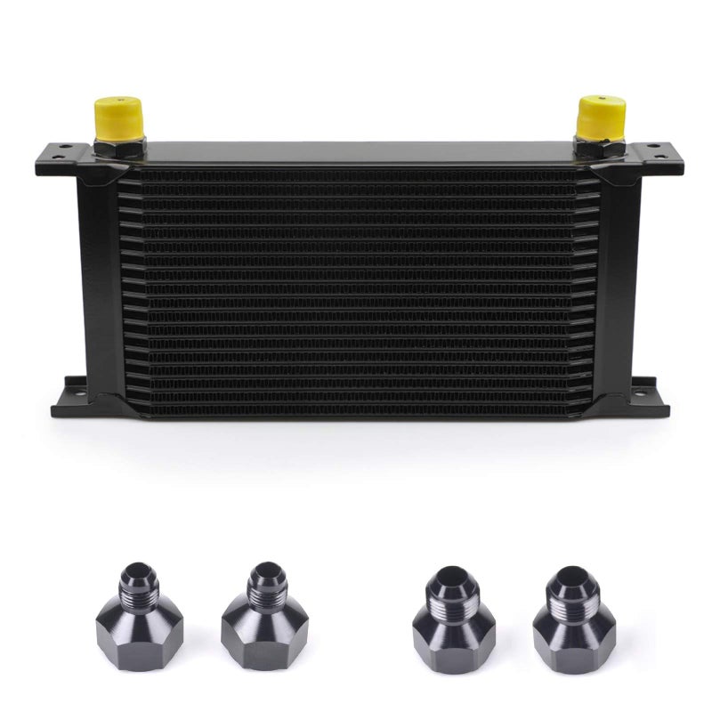 ZHSYMX 19 Row AN1010AN Stacked Plate Oil Cooler With 6AN 8AN Adapter Universal Engine Transmission British Radiator Oil Cooler Condenser Aluminium Alloy Black