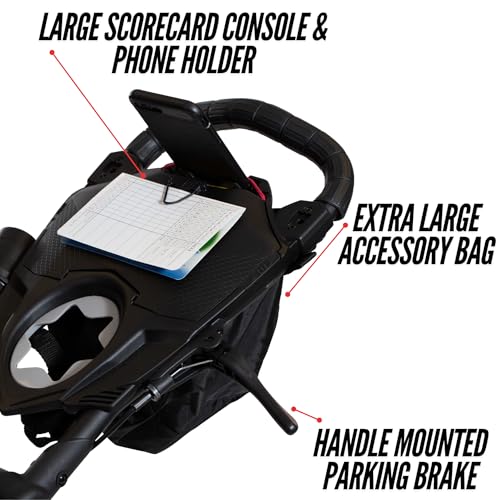 Bag Boy Nitron 3 Wheel Golf Push Cart, Easy 1 Step Open and Fold, Scorecard Console, Beverage Holder, Mobile Device Holder, Handle Mounted Parking Brake, - Image 3