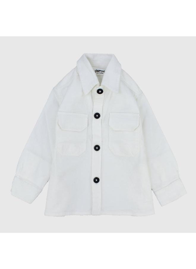 playmore Unisex White Long-Sleeved Overshirt  - Image 1