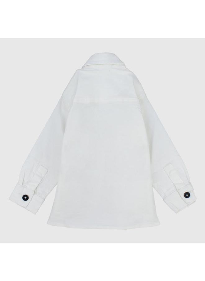 playmore Unisex White Long-Sleeved Overshirt  - Image 2