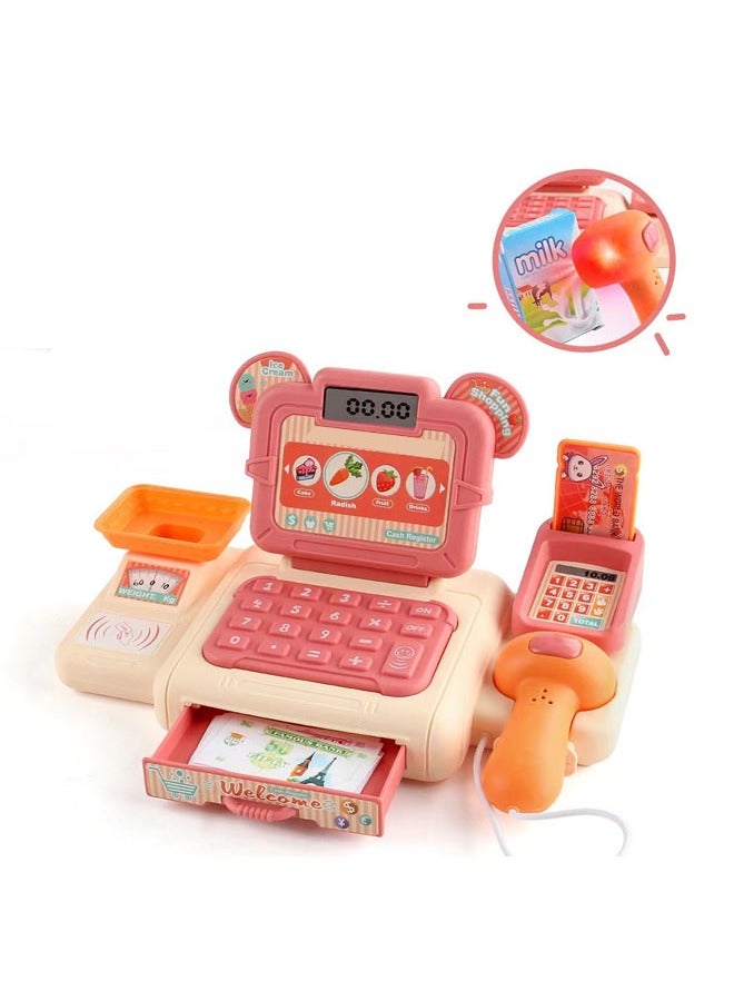 Smart Cash Register Toy Cash Register With Calculator Toy Multi-Function Simulated Cash Register Toy Role Play Electric Cash Register Play House Cash Register Supermarket With Light And Music Suitable For Children Over 3 Years Old (Orange)  - Image 1