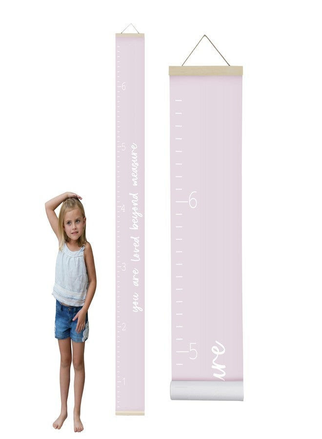 Morxy Canvas Growth Chart for Kids - Unisex Room Wall Decor - Measuring Height Wall Tape (Loved Beyond Measure- Pink) - Image 1