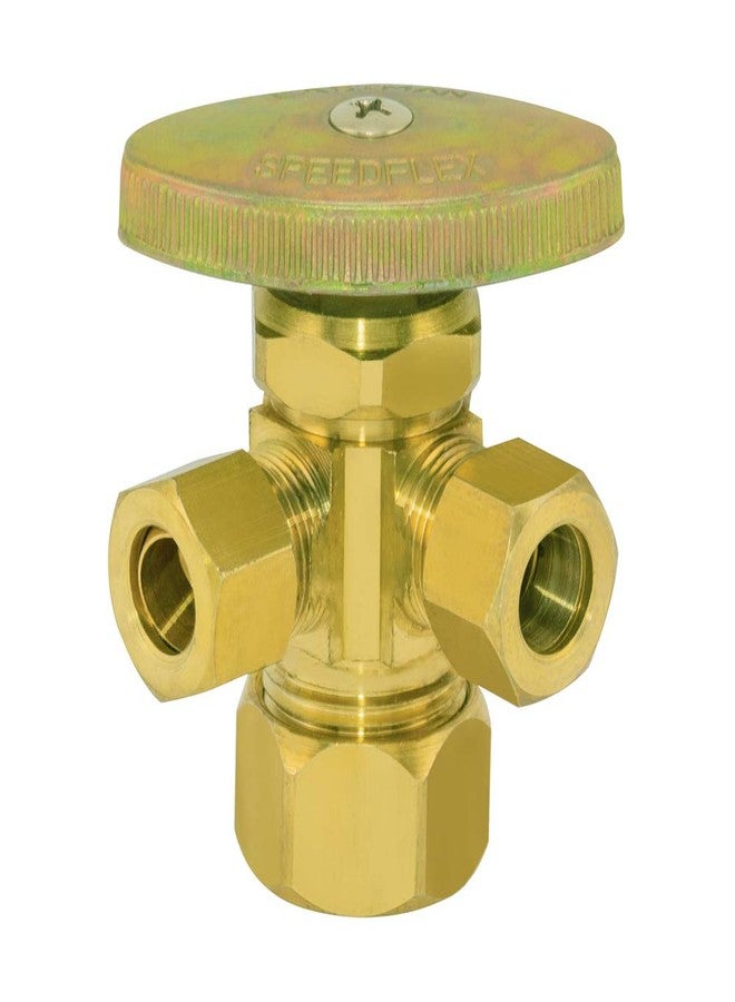 إيست مان صمام إيقاف إيستمان متعدد اللفات بمخرج مزدوج وقطر خارجي 3/8 بوصة × 3/8 بوصة × 5/8 بوصة (اسم 1/2 بوصة) ثلاثي الاتجاهات، وصلة سباكة نحاسية، نحاس، 048285LF - Image 1