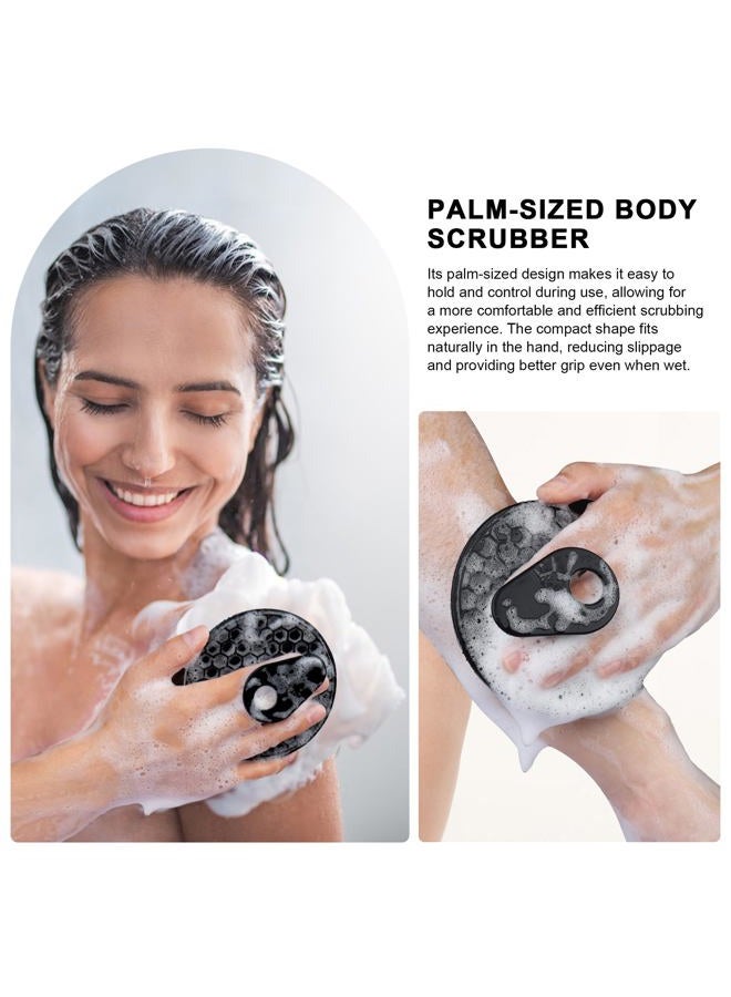 Innerneed Food-Grade Silicone Body Scrubber Gentle Cleansing Brush with Exfoliating Net Sponge Bath Scrubbing Washcloth Case, More Hygienic and Well Lather (Black Set) - Image 3