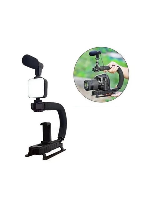 U-Shaped Handheld Camera Stabilizer for DSLR & Mobile – Portable C-Shape Video Rig for Outdoor Shooting & Vlogging