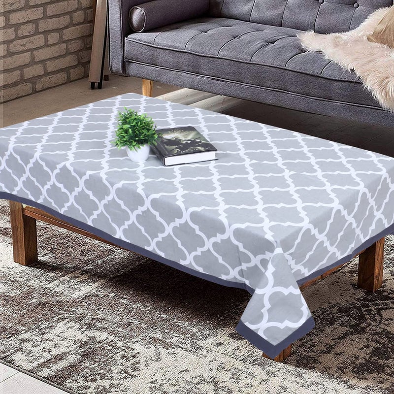 Texstylers Grey Pure Cotton Abstract Pattern Jaipuri 4 Seater Center Table Cloth CoverColor 03Rectangular - Image 2