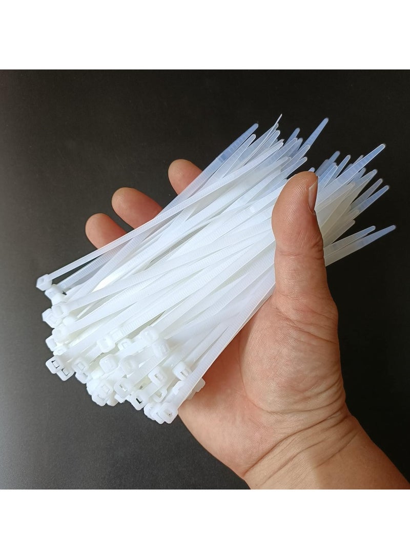 100 pcs 6 inch Cable Zip Ties Heavy Duty, Premium Plastic Wire Ties with 50 LBS Tensile Strength, Self-Locking White Nylon Cable Tie Wraps Straps for Indoor... - Image 5