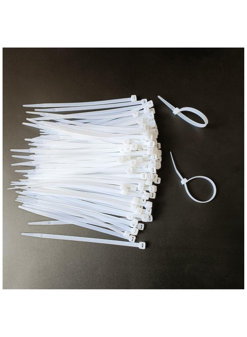 100 pcs 6 inch Cable Zip Ties Heavy Duty, Premium Plastic Wire Ties with 50 LBS Tensile Strength, Self-Locking White Nylon Cable Tie Wraps Straps for Indoor... - Image 1