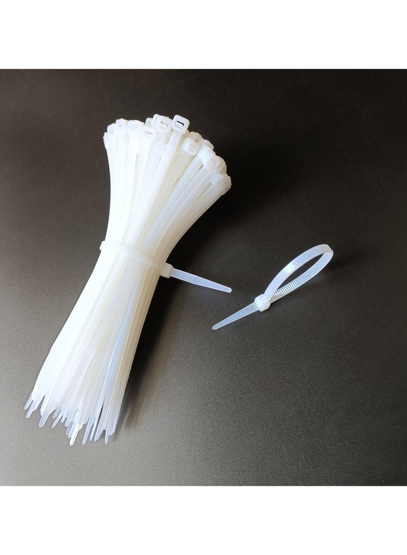 100 pcs 6 inch Cable Zip Ties Heavy Duty, Premium Plastic Wire Ties with 50 LBS Tensile Strength, Self-Locking White Nylon Cable Tie Wraps Straps for Indoor... - Image 4
