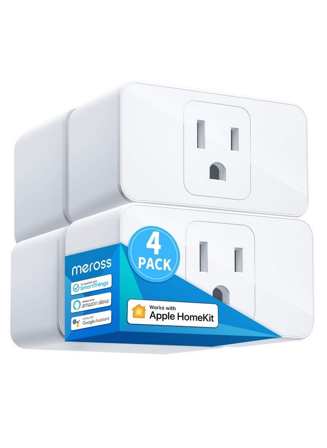 meross - meross Smart Plug Mini, 15A & Reliable Wi-Fi, Support Apple HomeKit, Siri, Alexa, Echo, Google Assistant and Nest Hub, App Control, Timer, No Hub Needed, 2.4G WiFi Only, 4 Pack - Image 1