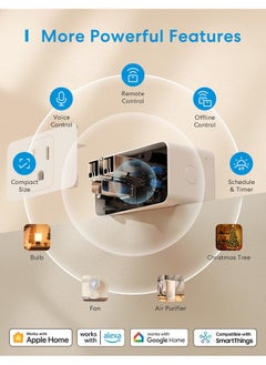 meross meross Smart Plug Mini, 15A & Reliable Wi-Fi, Support Apple HomeKit, Siri, Alexa, Echo, Google Assistant and Nest Hub, App Control, Timer, No Hub Needed, 2.4G WiFi Only, 4 Pack  - Image 2