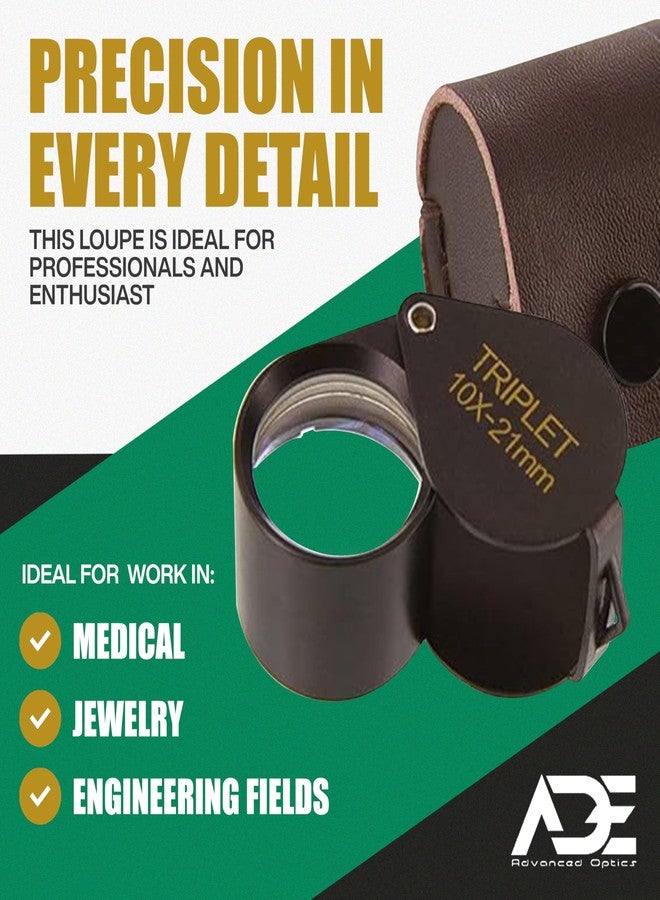 Ade Advanced Optics 10x21TB-A Triplet Professional Loupes - Jewelers Loupe for Jewelry, Coins, Gemstones, Trichomes, Geology, Diamond Inspection, Pocket Magnifier Tool for Watch, Plants, Slides - Image 4