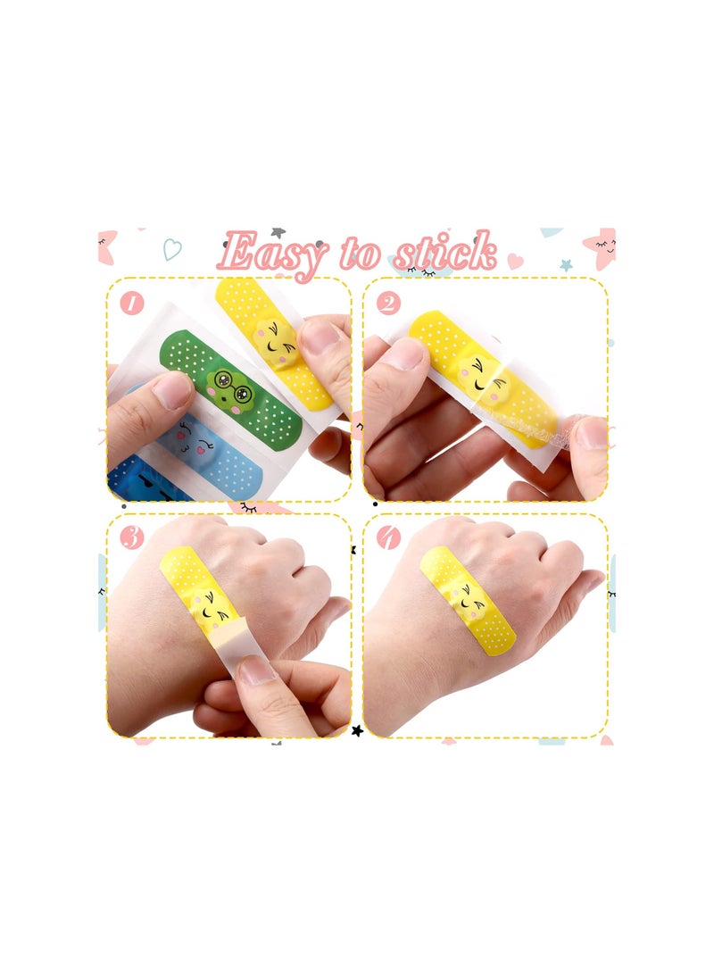 SYOSI Kids Cartoon Bandages, 200 Pcs Bulk 8 Styles Flexible Adhesive Colorful Expression Strips, Waterproof Cute Bandages Comfortable Protection Care, for Girls Boys Children Toddlers Scrapes Burns - Image 2