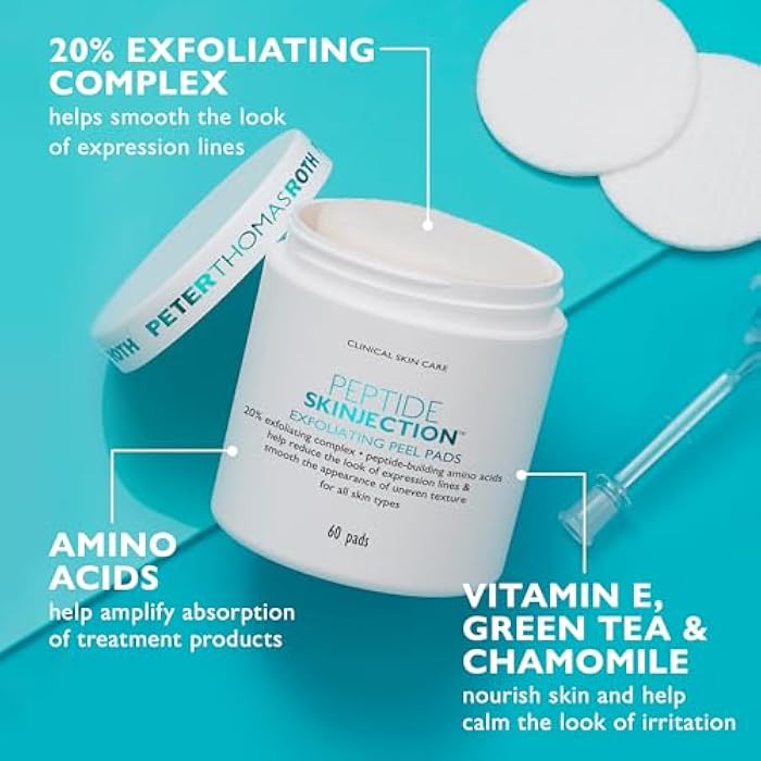 Peter Thomas Roth | Peptide Skinjection™ Exfoliating Peel Pads, For Smoothing Expression Lines & Emerging Wrinkles, Fragrance-Free, Alcohol-Free, For All Skin Types - Image 5