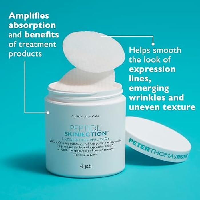 Peter Thomas Roth | Peptide Skinjection™ Exfoliating Peel Pads, For Smoothing Expression Lines & Emerging Wrinkles, Fragrance-Free, Alcohol-Free, For All Skin Types - Image 3