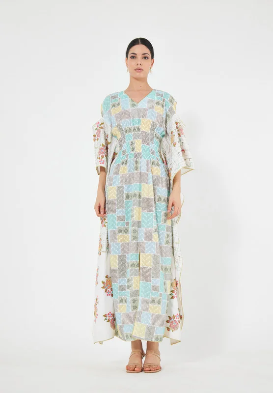 Thouq Multicolor V-Neck Printed Jalabiya