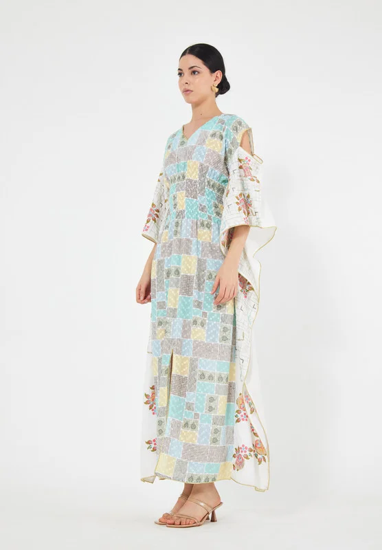 Thouq Multicolor V-Neck Printed Jalabiya