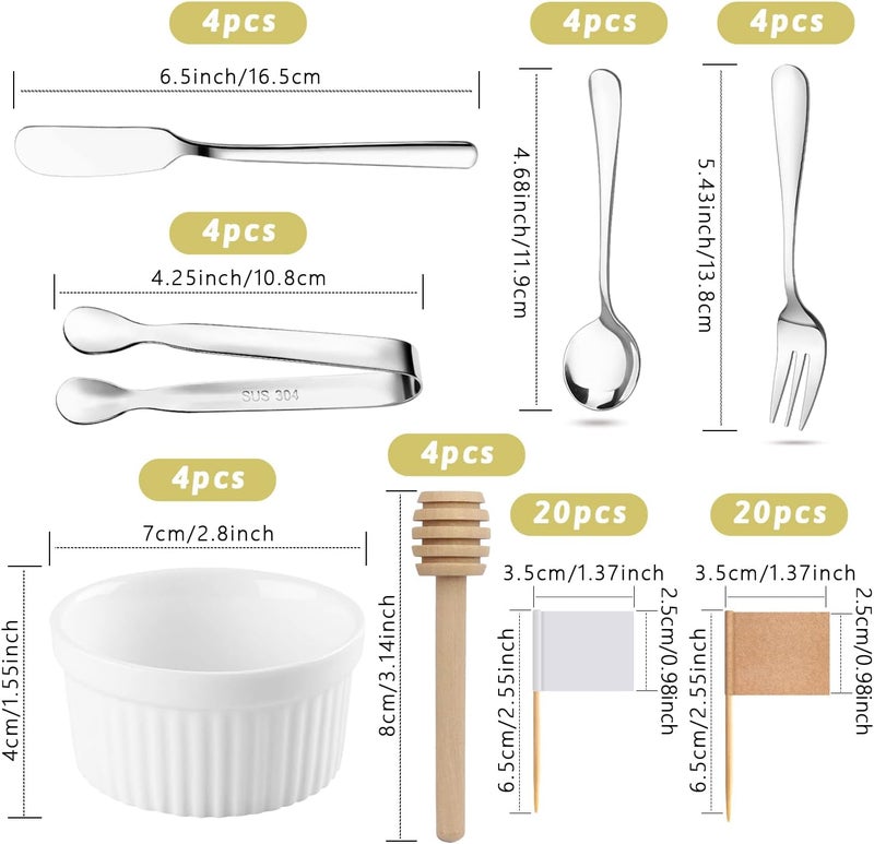 Mlurcu Charcuterie Boards Accessories 64Pcs Cheese Butter Spreader Knives Set Charcuterie Utensils Mini Serving Spoons and Forks Small Serving Tongs Sauce Cups Honey Dippers Toothpick Flags for Pastry Making - Image 2