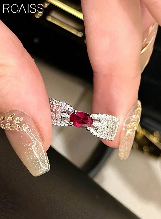 رويس 2 قطعة من الخواتم المفتوحة باللون الأحمر للنساء، مجوهرات بسيطة وقابلة للتعديل، خواتم أنيقة عتيقة، مناسبة للارتداء اليومي والحفلات للسيدات - Image 4