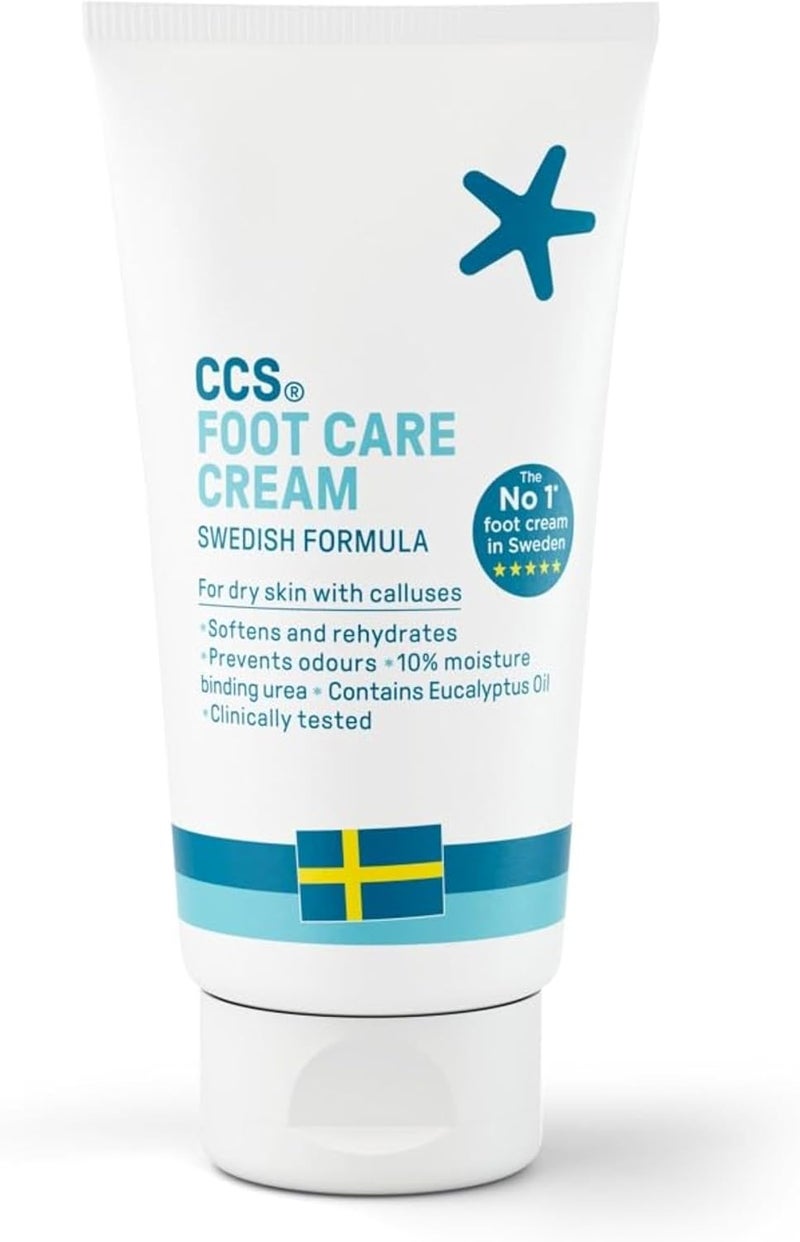 CCS Foot Care Cream for Cracked Heels and Dry Skin 75ml Foot Cream with 10 Urea and Eucalyptus Oil Moisturise and Soften Hard Rough Skin and Callused Feet