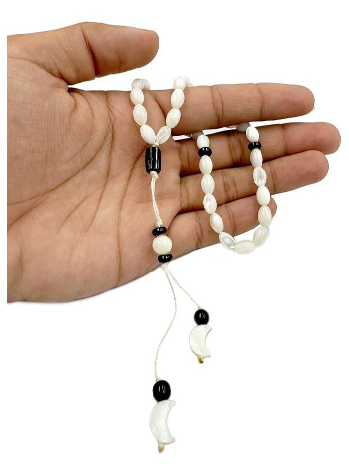 REBUY REBUY Natural Mother of Pearl Rice Beads Tasbih 33 beads (Beads Size 9x6 mm)  - Image 4
