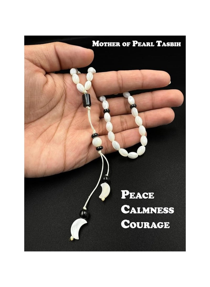 REBUY REBUY Natural Mother of Pearl Rice Beads Tasbih 33 beads (Beads Size 9x6 mm)  - Image 2
