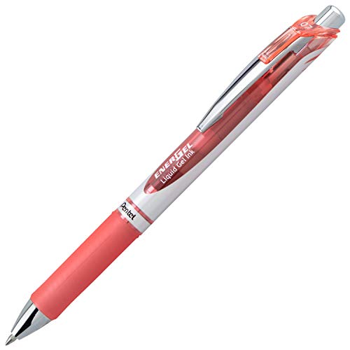 Pentel EnerGel RTX Retractable Liquid Gel Ink Pen, (0.7mm) Medium line, Coral Pink Ink, Box of 12 Pens (BL77-P3) - Image 2