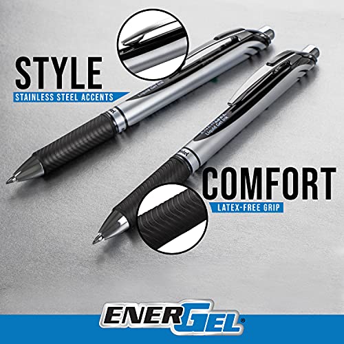 Pentel EnerGel RTX Retractable Liquid Gel Ink Pen, (0.7mm) Medium line, Coral Pink Ink, Box of 12 Pens (BL77-P3) - Image 3