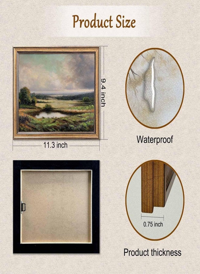 Yeechine Gold Framed Vintage Wall Art Classical French Landscape Mountain Painting for Living Room Farmhouse Wall Decor (Velley, 10" L x 8" W) - Image 2