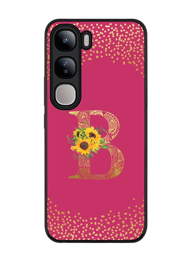 Stylizedd For vivo V40 Lite Case,Slim fit Camera Protection, Shockproof Thin Phone cover - Custom Floral Monogram - B ( Deep Pink ) - Image 1