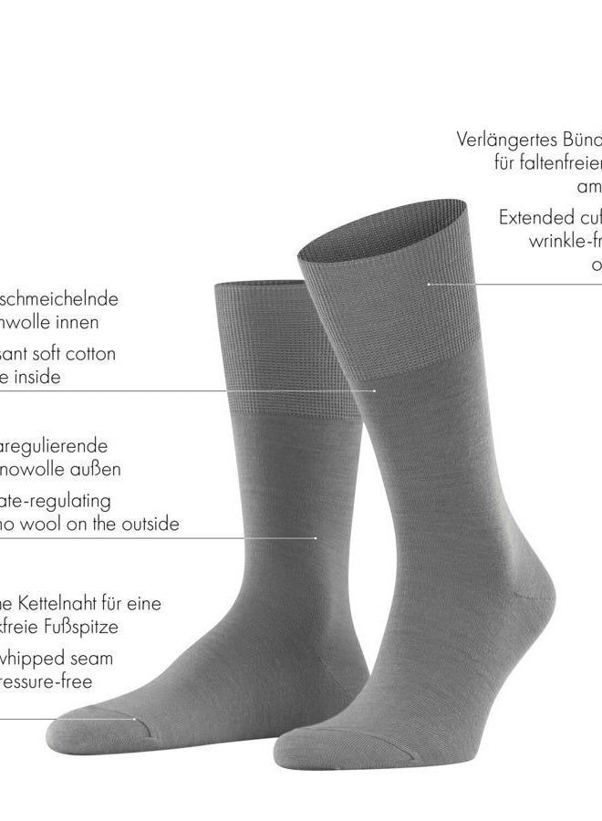 FALKE Men's Airport Socks Merino Wool Cotton Black Grey More Colours Thin Light Warm Plain Without Pattern For Summer Or Winter Dress Or Casual Looks 1 Pair, Blue (Sapphire 6055), 44-45 EU - Image 4