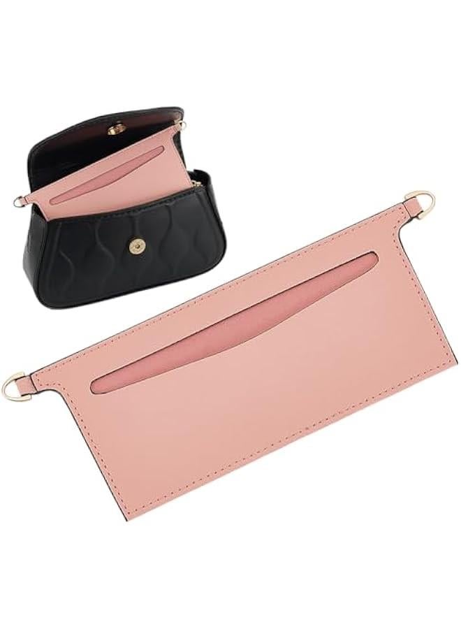 WADORN PU Leather Purse Insert Organizer Conversion, 3.14x 6.49 Inch Fiber Leather Bag Organizer Inserts with Alloy D Rings Rectangle Wallet Insert Organizer Inserts for Handbag Envelope Clutch, Pink - Image 1