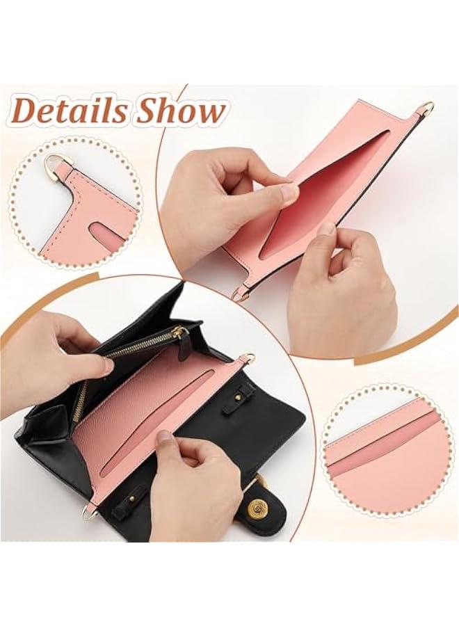 WADORN PU Leather Purse Insert Organizer Conversion, 3.14x 6.49 Inch Fiber Leather Bag Organizer Inserts with Alloy D Rings Rectangle Wallet Insert Organizer Inserts for Handbag Envelope Clutch, Pink - Image 3