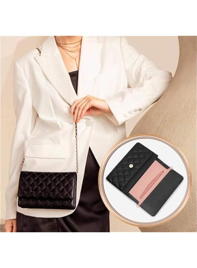 WADORN PU Leather Purse Insert Organizer Conversion, 3.14x 6.49 Inch Fiber Leather Bag Organizer Inserts with Alloy D Rings Rectangle Wallet Insert Organizer Inserts for Handbag Envelope Clutch, Pink - Image 5