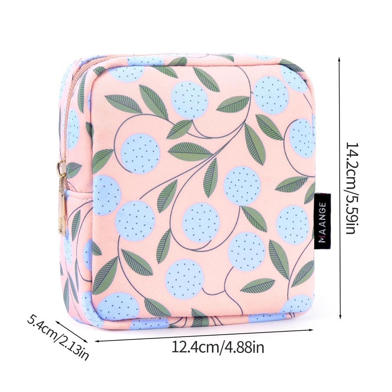 MAANGE Small Makeup Bag for Purse, Portable Cosmetic Bag, Mini Makeup Bag with Slip-in Pockets, Cute Make Up Bag, Pouches for Purse Women (Pink Plants) - Image 5