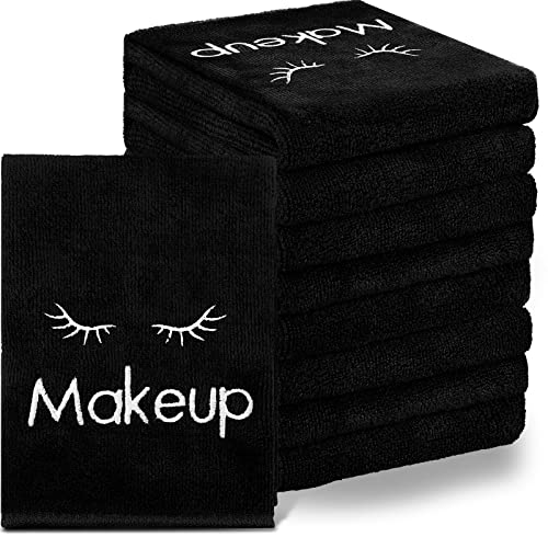 Vabean 30 Pcs Microfiber Black Makeup Washcloths for Face 13 x 13 Inches Makeup Remover Towels Reusable Absorbent Removers Face Wash Cloth with Embroidery for Women - Image 1